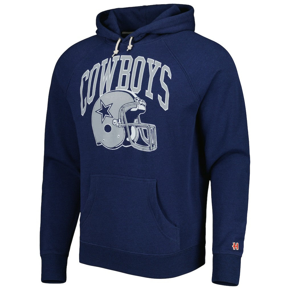 Dallas Cowboys Homage Retro Helmet Tri-Blend Raglan Pullover Hoodie Navy - NFL