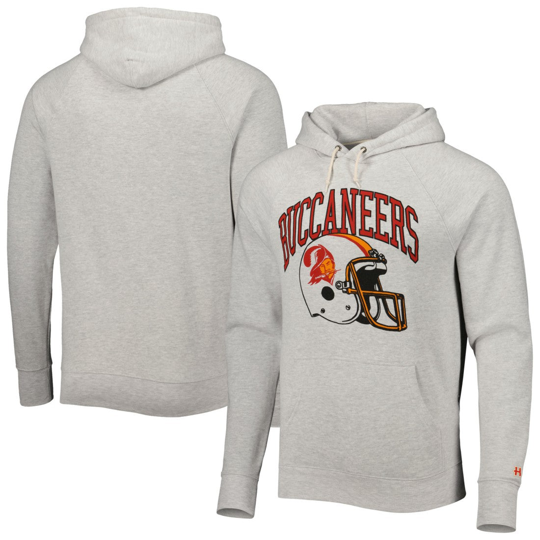 Tampa Bay Buccaneers Homage Retro Helmet Tri-Blend Raglan Pullover Hoodie Ash - NFL