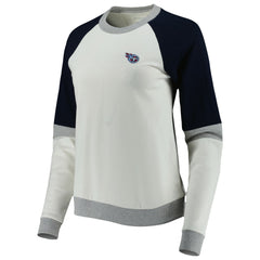 Tennessee Titans Antigua Women's Avenue Raglan Pullover Sweatshirt Cream/Navy - NFL