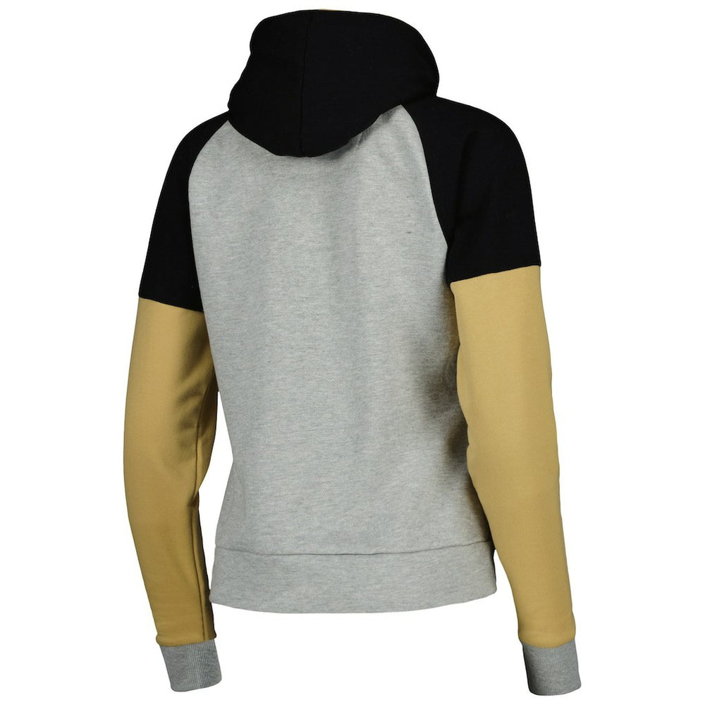 New Orleans Saints Antigua Women's Lightweight Jackpot Raglan Half-Zip Pullover Hoodie Heather Gray - NFL