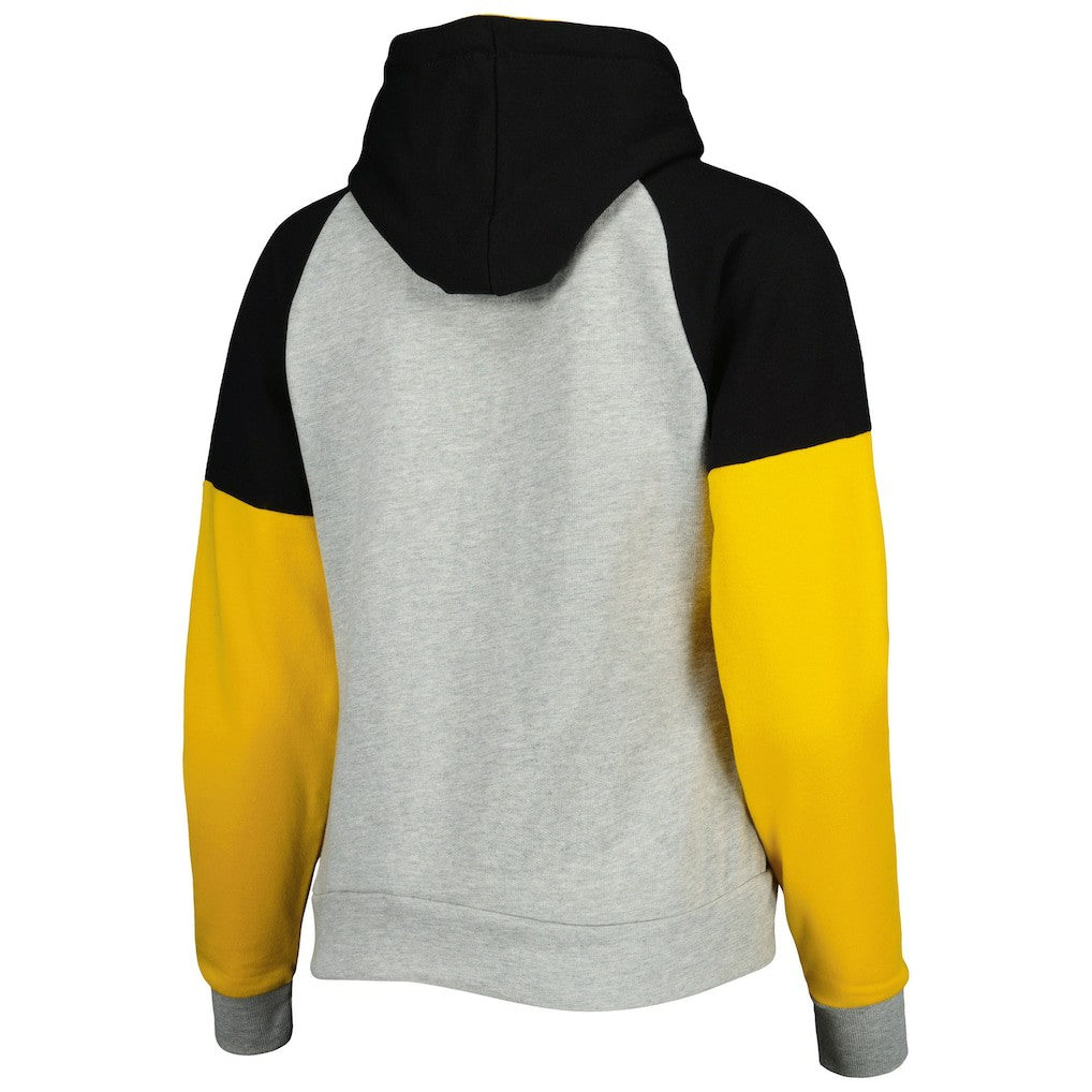 Pittsburgh Steelers Antigua Women's Lightweight Jackpot Raglan Half-Zip Pullover Hoodie Heather Gray - NFL