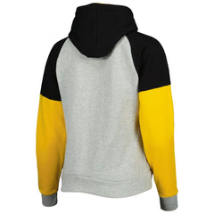 Pittsburgh Steelers Antigua Women's Lightweight Jackpot Raglan Half-Zip Pullover Hoodie Heather Gray - NFL