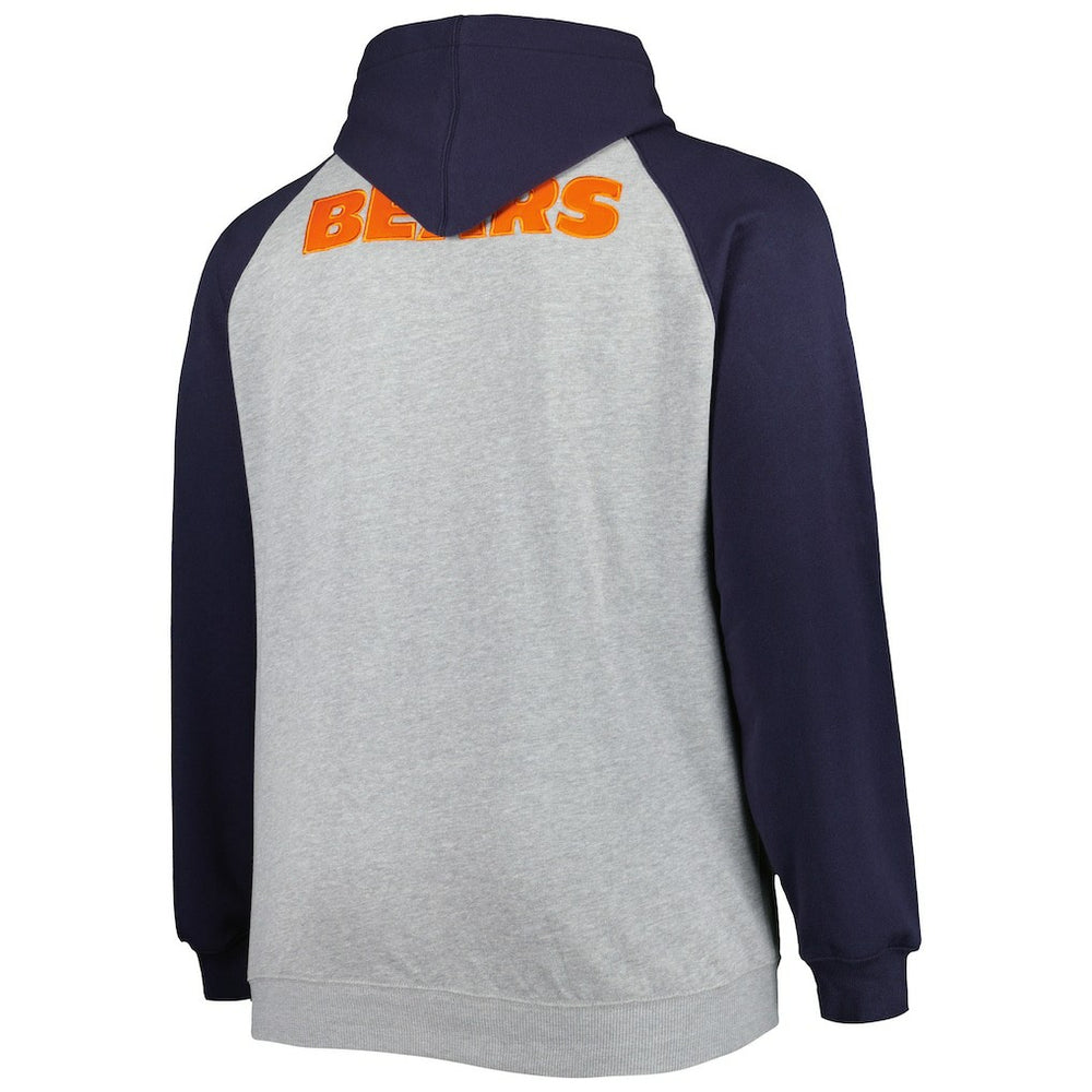 Chicago Bears Big & Tall Fleece Raglan Full-Zip Hoodie Jacket Heather Gray - NFL
