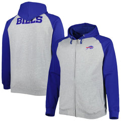 Buffalo Bills Big & Tall Fleece Raglan Full-Zip Hoodie Jacket Heather Gray - NFL