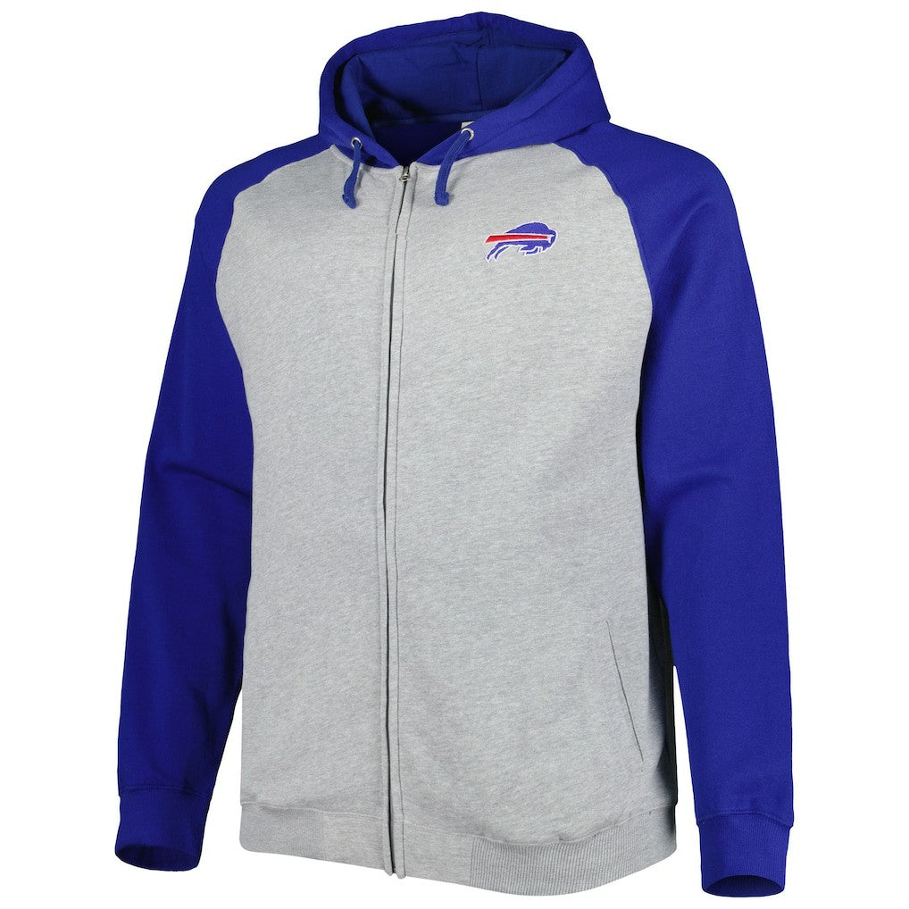 Buffalo Bills Big & Tall Fleece Raglan Full-Zip Hoodie Jacket Heather Gray - NFL