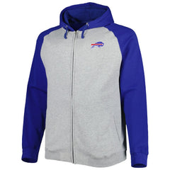 Buffalo Bills Big & Tall Fleece Raglan Full-Zip Hoodie Jacket Heather Gray - NFL