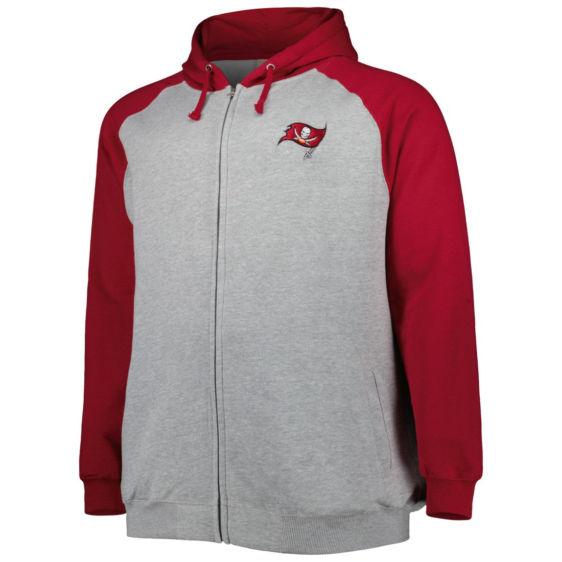 Tampa Bay Buccaneers Big & Tall Fleece Raglan Full-Zip Hoodie Jacket Heather Gray - NFL