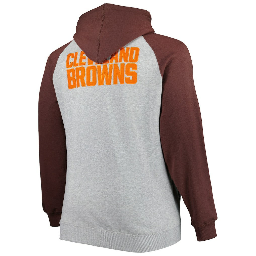 Cleveland Browns Big & Tall Fleece Raglan Full-Zip Hoodie Jacket Heather Gray - NFL
