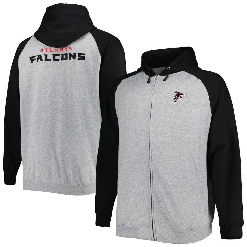 Atlanta Falcons Big & Tall Fleece Raglan Full-Zip Hoodie Jacket Heather Gray - NFL