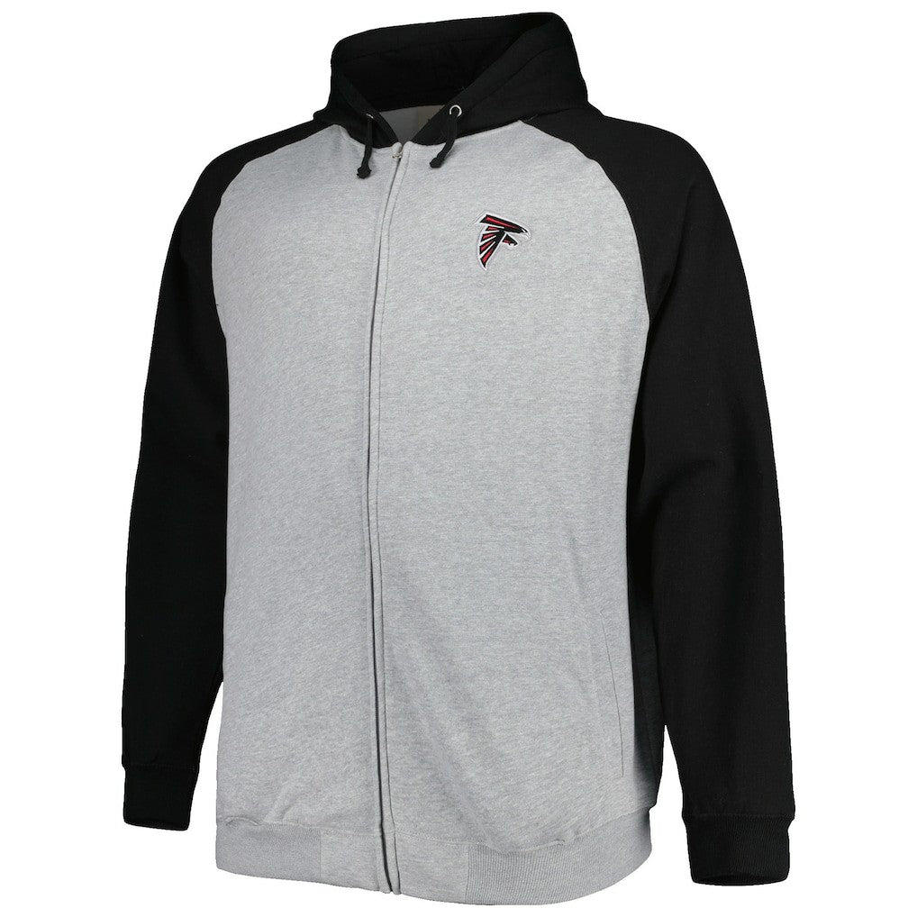 Atlanta Falcons Big & Tall Fleece Raglan Full-Zip Hoodie Jacket Heather Gray - NFL