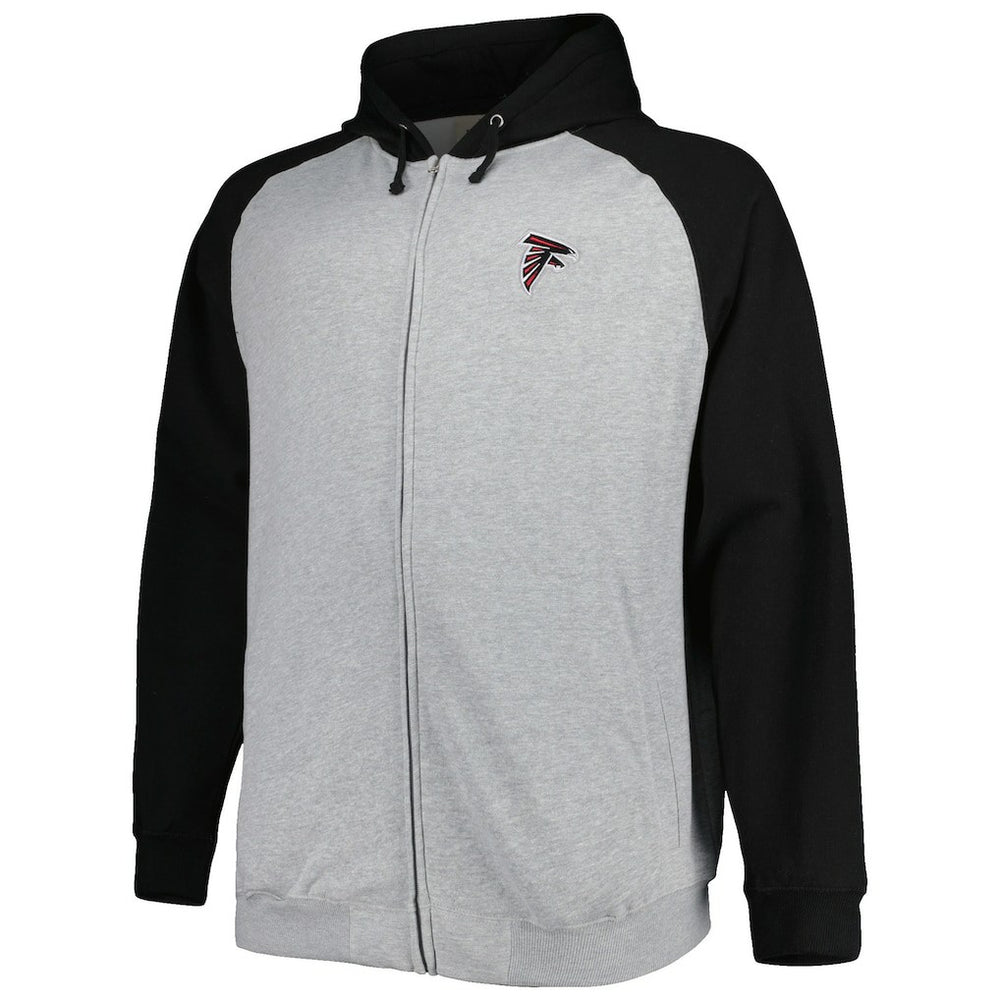 Atlanta Falcons Big & Tall Fleece Raglan Full-Zip Hoodie Jacket Heather Gray - NFL