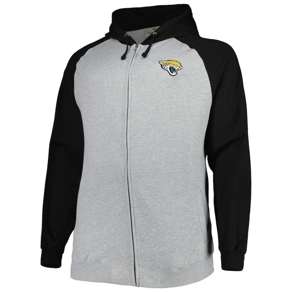 Jacksonville Jaguars Big & Tall Fleece Raglan Full-Zip Hoodie Jacket Heather Gray - NFL