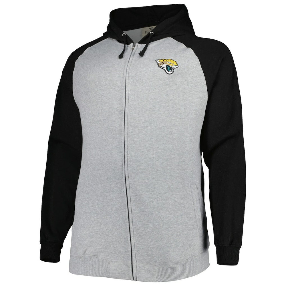 Jacksonville Jaguars Big & Tall Fleece Raglan Full-Zip Hoodie Jacket Heather Gray - NFL