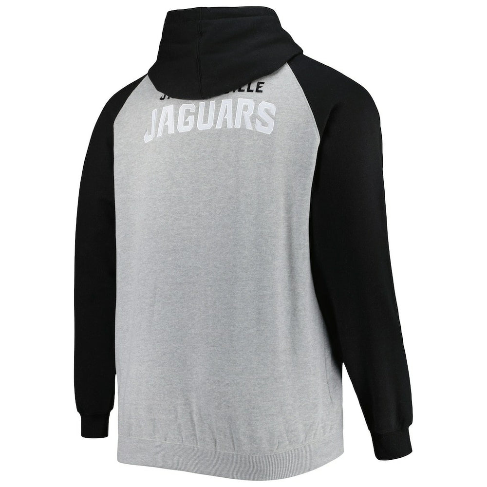 Jacksonville Jaguars Big & Tall Fleece Raglan Full-Zip Hoodie Jacket Heather Gray - NFL