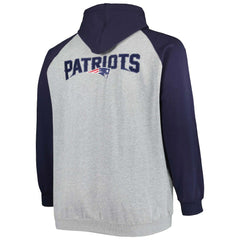 New England Patriots Big & Tall Fleece Raglan Full-Zip Hoodie Jacket Heather Gray - NFL
