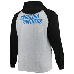 Carolina Panthers Big & Tall Fleece Raglan Full-Zip Hoodie Jacket Heather Gray - NFL
