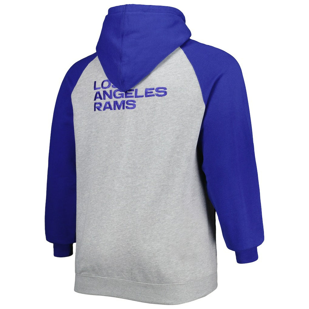 Los Angeles Rams Big & Tall Fleece Raglan Full-Zip Hoodie Jacket Heather Gray - NFL