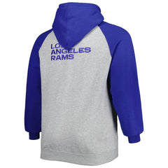 Los Angeles Rams Big & Tall Fleece Raglan Full-Zip Hoodie Jacket Heather Gray - NFL