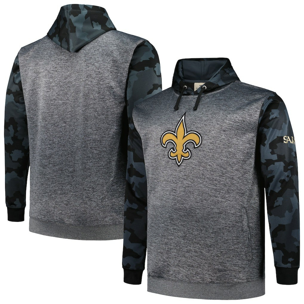New Orleans Saints Big & Tall Camo Pullover Hoodie Heather Charcoal - Fanatics