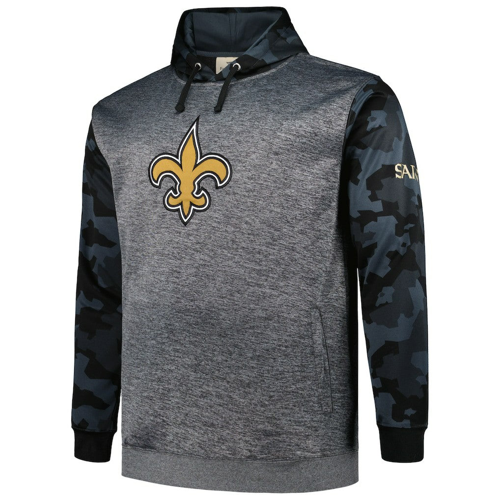 New Orleans Saints Big & Tall Camo Pullover Hoodie Heather Charcoal - Fanatics