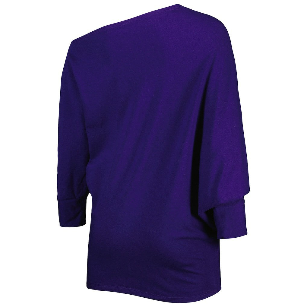 Baltimore Ravens KIYA TOMLIN Women's Twisted Tri-Blend Asymmetrical 3/4-Dolman Sleeve Sweatshirt Purple - NFL