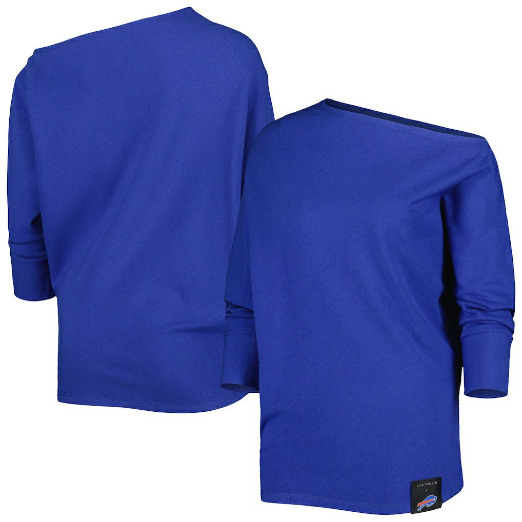 Buffalo Bills KIYA TOMLIN Women's Twisted Tri-Blend Asymmetrical 3/4-Dolman Sleeve Sweatshirt Royal - NFL