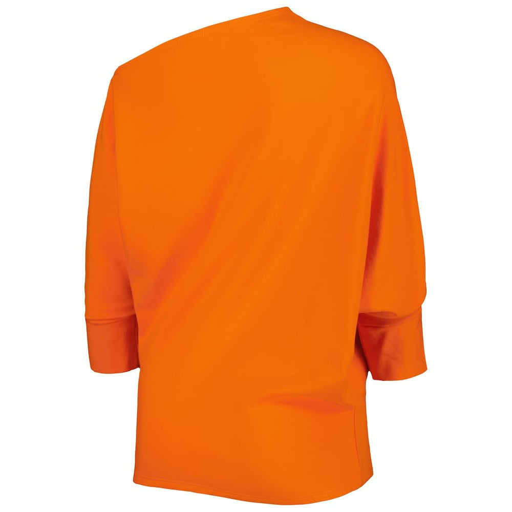 Cincinnati Bengals KIYA TOMLIN Women's Twisted Tri-Blend Asymmetrical 3/4-Dolman Sleeve Sweatshirt Orange - NFL