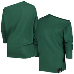 Green Bay Packers KIYA TOMLIN Women's Twisted Tri-Blend Asymmetrical 3/4-Dolman Sleeve Sweatshirt Green - NFL