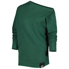 Green Bay Packers KIYA TOMLIN Women's Twisted Tri-Blend Asymmetrical 3/4-Dolman Sleeve Sweatshirt Green - NFL