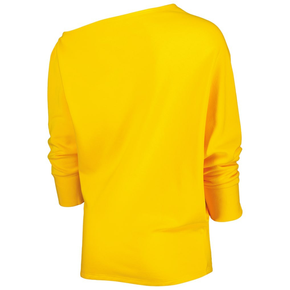 Pittsburgh Steelers KIYA TOMLIN Women's Twisted Tri-Blend Asymmetrical 3/4-Dolman Sleeve Sweatshirt Gold - NFL