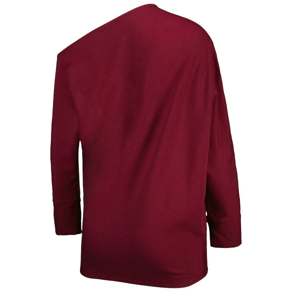 Washington Commanders KIYA TOMLIN Women's Twisted Tri-Blend Asymmetrical 3/4-Dolman Sleeve Sweatshirt Burgundy - NFL