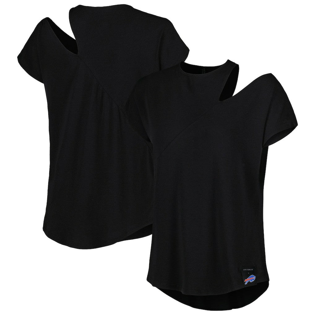 Buffalo Bills KIYA TOMLIN Women's Cut Out Tri-Blend Shirt Black - NFL