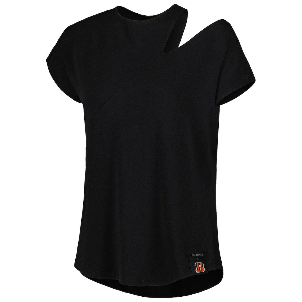 Cincinnati Bengals KIYA TOMLIN Women's Cut Out Tri-Blend Shirt Black - NFL