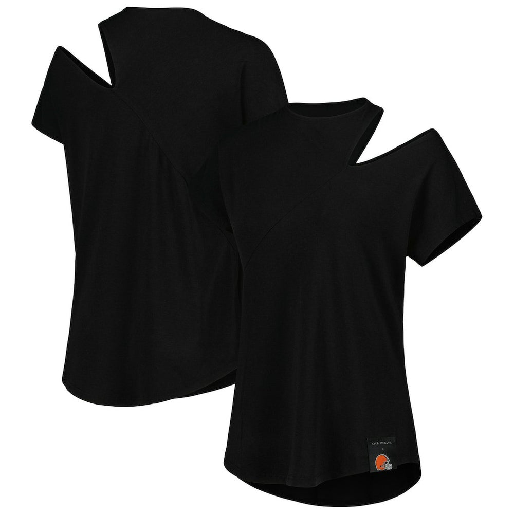 Cleveland Browns KIYA TOMLIN Women's Cut Out Tri-Blend Shirt Black - NFL