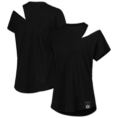 Green Bay Packers KIYA TOMLIN Women's Cut Out Tri-Blend Shirt Black - NFL