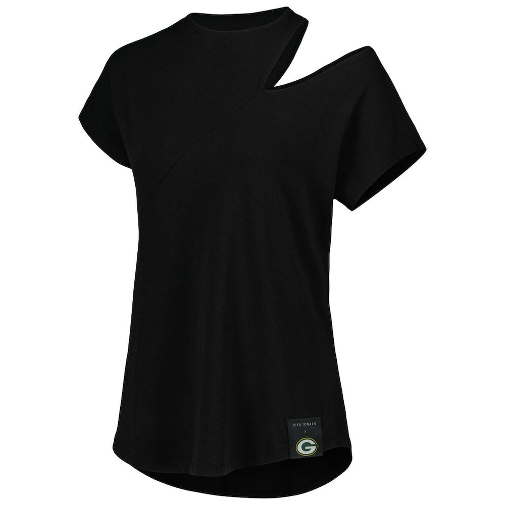 Green Bay Packers KIYA TOMLIN Women's Cut Out Tri-Blend Shirt Black - NFL