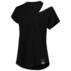 Green Bay Packers KIYA TOMLIN Women's Cut Out Tri-Blend Shirt Black - NFL