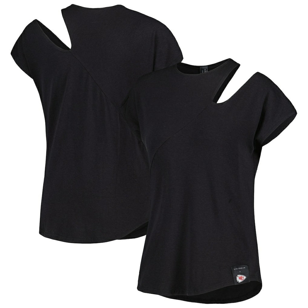 Kansas City Chiefs KIYA TOMLIN Women's Cut Out Tri-Blend Shirt Black - NFL