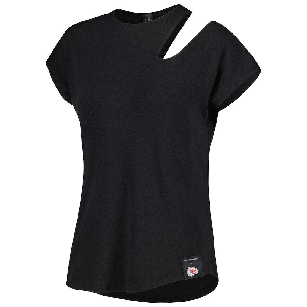 Kansas City Chiefs KIYA TOMLIN Women's Cut Out Tri-Blend Shirt Black - NFL