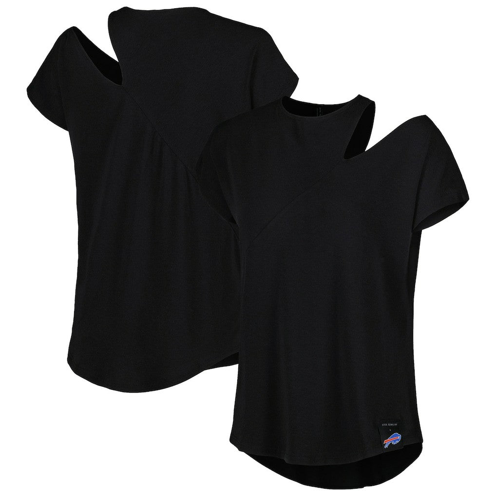 Pittsburgh Steelers KIYA TOMLIN Women's Cut Out Tri-Blend Shirt Black - NFL