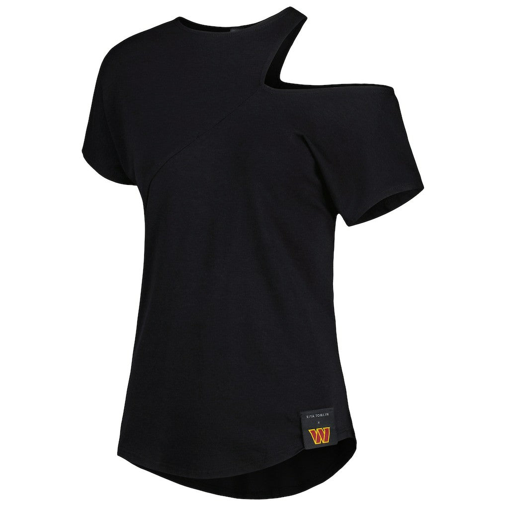 Washington Commanders KIYA TOMLIN Women's Cut Out Tri-Blend Shirt Black - NFL