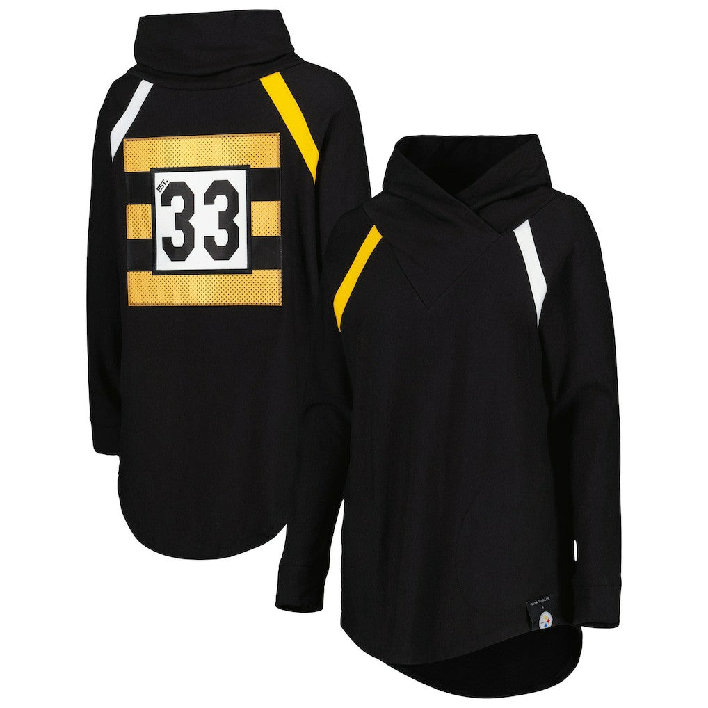 Pittsburgh Steelers KIYA TOMLIN Women's Tri-Blend Raglan Pullover Sweatshirt Black - NFL