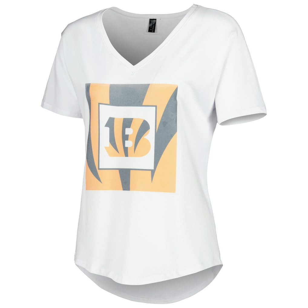 Cincinnati Bengals KIYA TOMLIN Women's V-Neck T-Shirt White - NFL