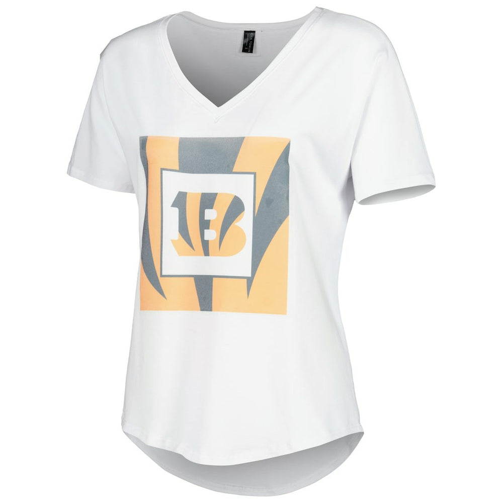 Cincinnati Bengals KIYA TOMLIN Women's V-Neck T-Shirt White - NFL