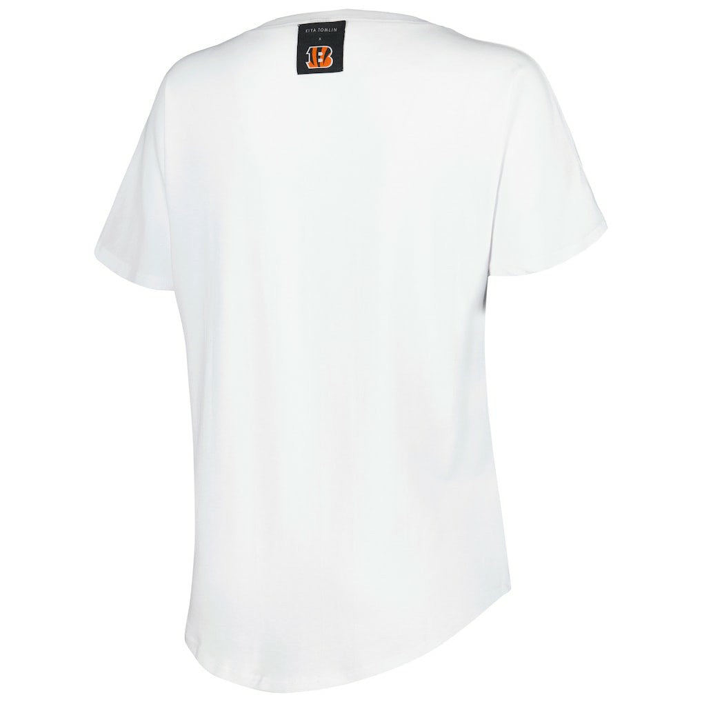 Cincinnati Bengals KIYA TOMLIN Women's V-Neck T-Shirt White - NFL