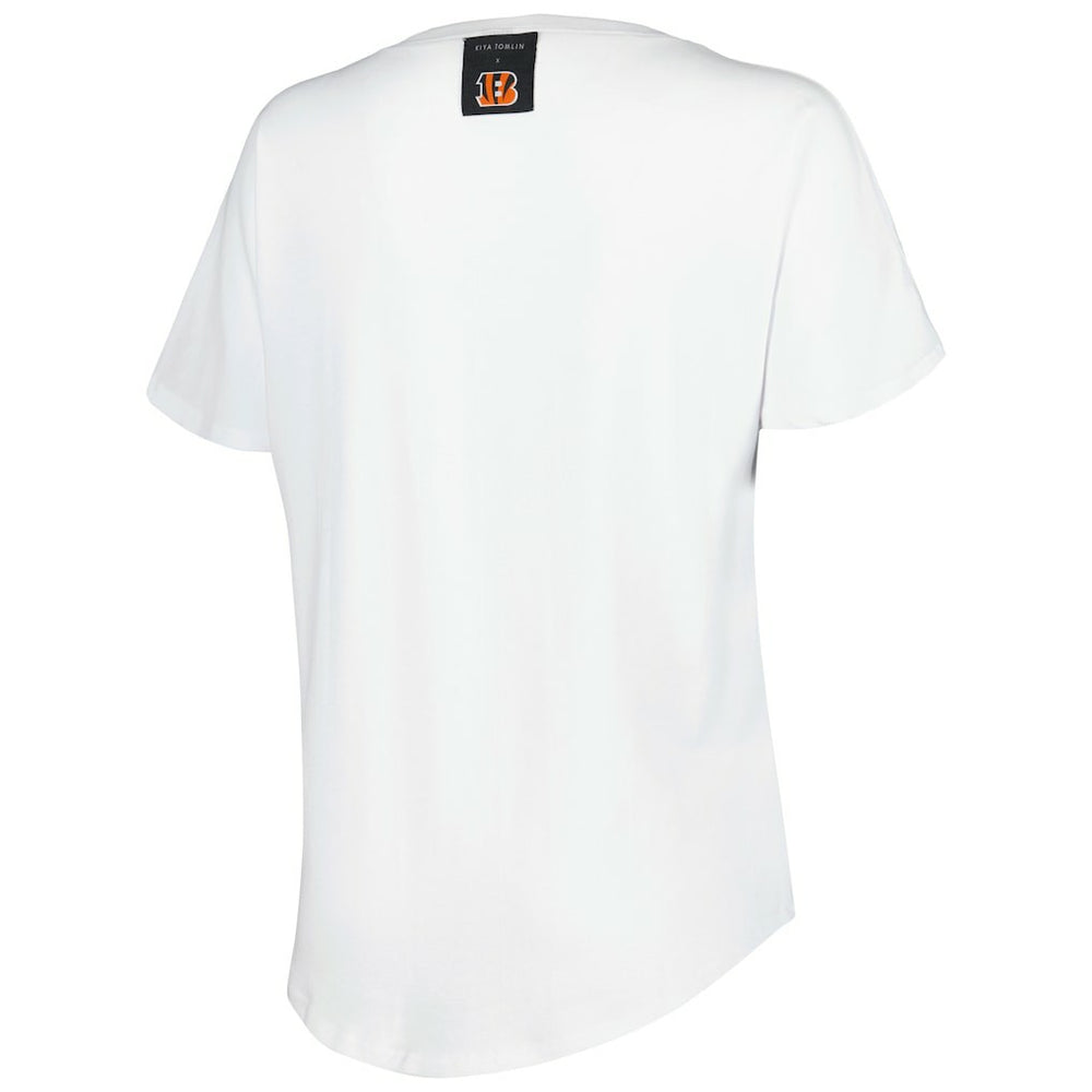Cincinnati Bengals KIYA TOMLIN Women's V-Neck T-Shirt White - NFL