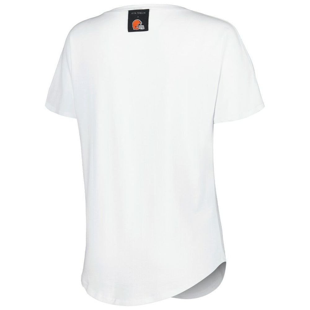 Cleveland Browns KIYA TOMLIN Women's Tri-Blend V-Neck T-Shirt White - NFL