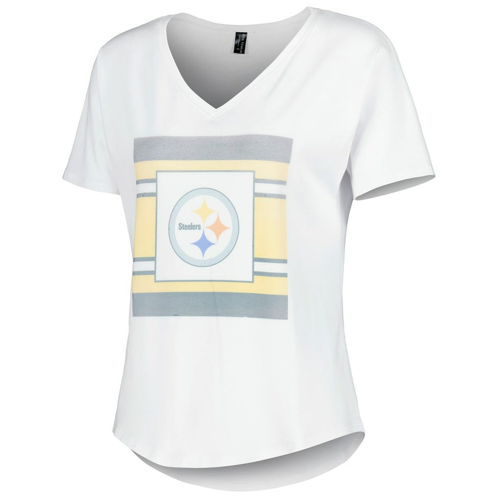 Pittsburgh Steelers KIYA TOMLIN Women's Tri-Blend V-Neck T-Shirt White - NFL