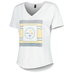 Pittsburgh Steelers KIYA TOMLIN Women's Tri-Blend V-Neck T-Shirt White - NFL