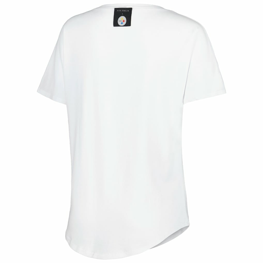 Pittsburgh Steelers KIYA TOMLIN Women's Tri-Blend V-Neck T-Shirt White - NFL